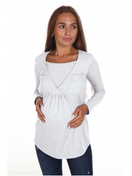 Блуза для беременных и кормящих кулирка с лайкрой 8.38 серый