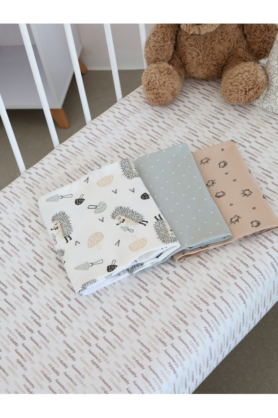 15.55 Пеленки 90*110(4 шт) бежевый, серый, ёжики