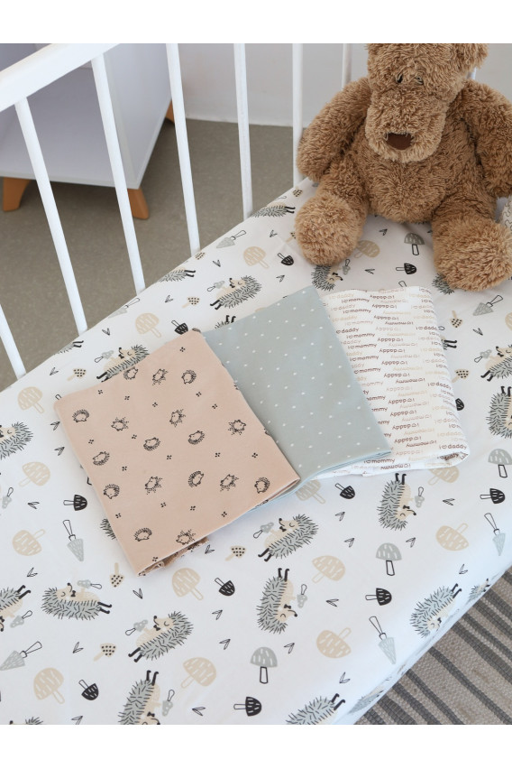 15.55 Пеленки 90*110(4 шт) бежевый, серый, ёжики