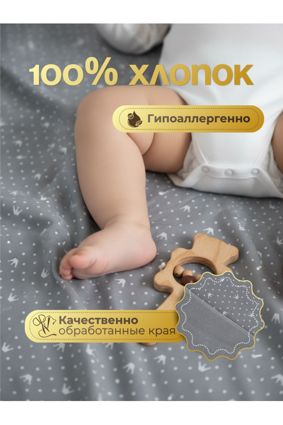 15.56 Набор пеленок 90*110 для новорожденных 3 шт из кулирки