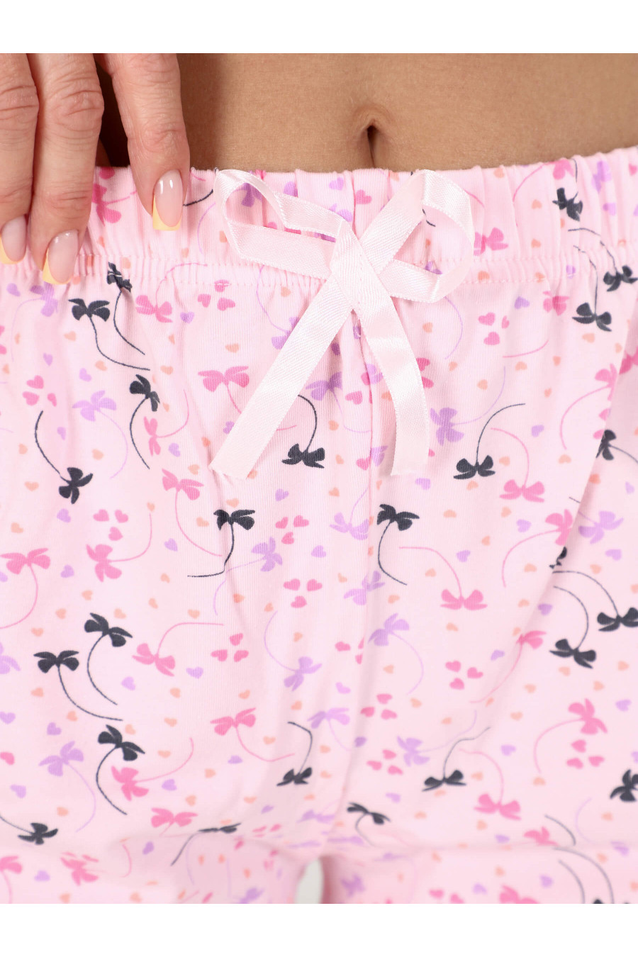4860 Комплект женский майка+шорты, розовый бантики