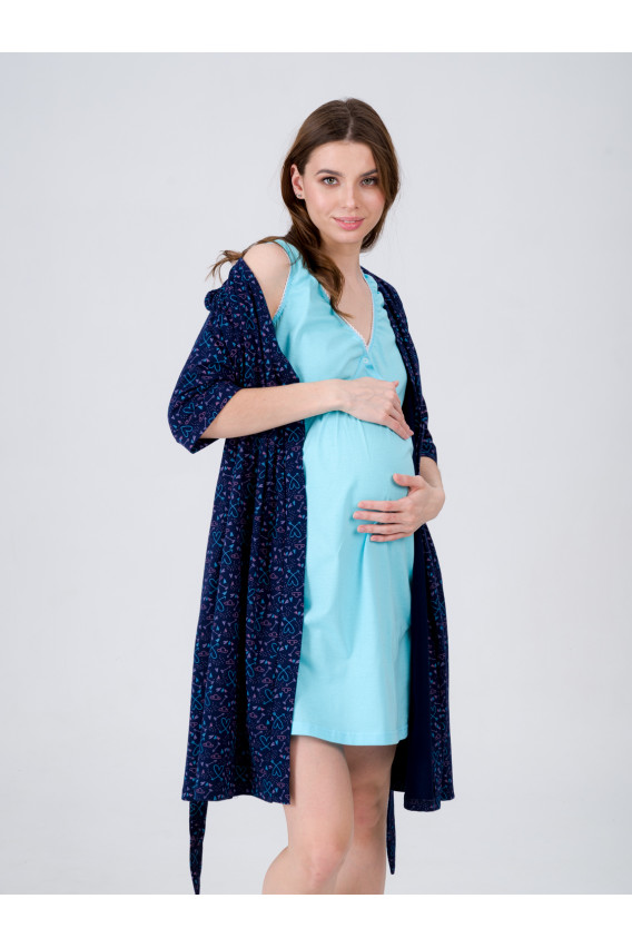 Комплект для беременных и кормящих  8.100 светло-бирюзовый, стрелы на темно-синем