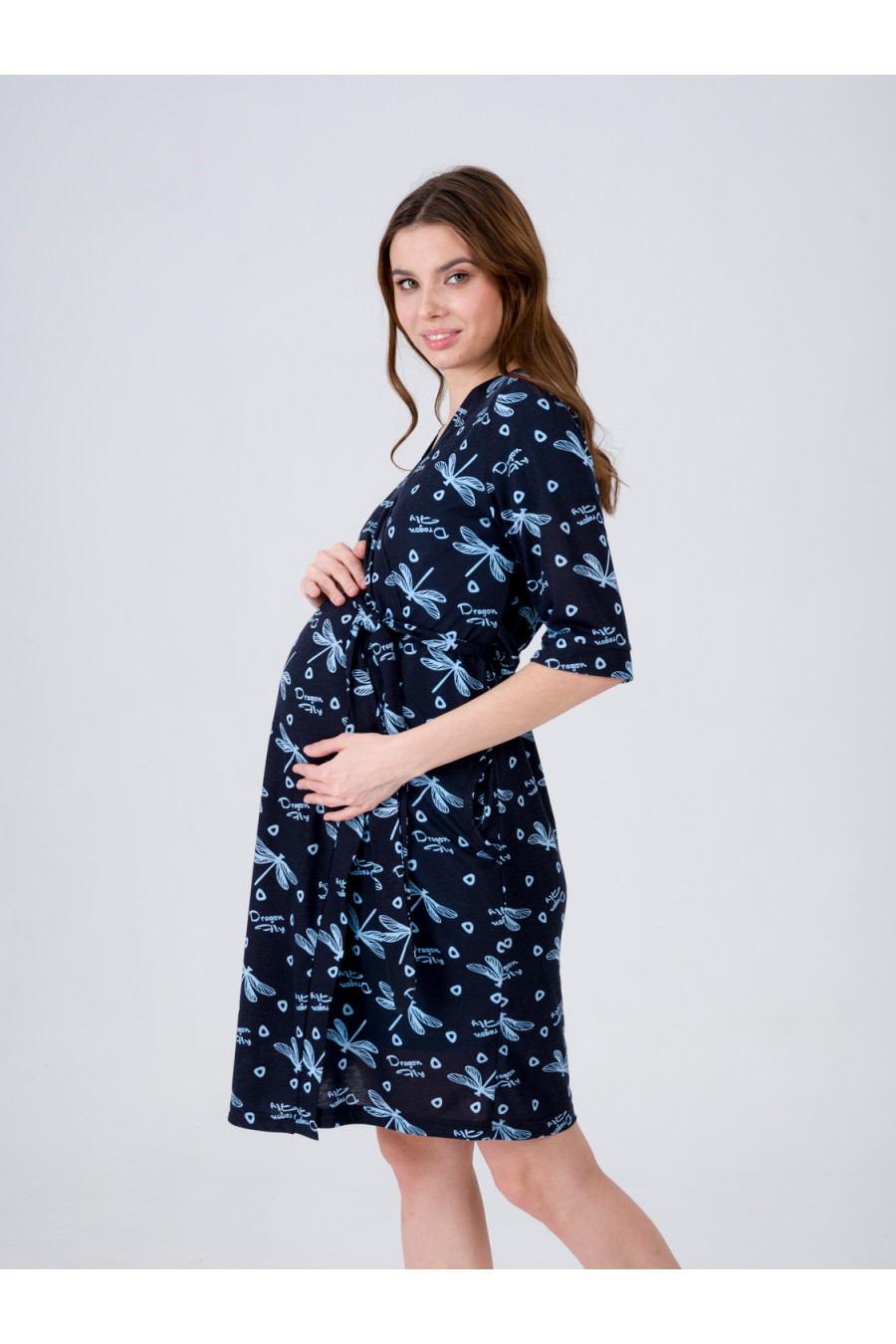 Комплект для беременных и кормящих  8.153 голубой, стрекозы