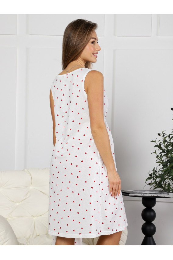 8.168 Комплект для беременных (халат, сорочка) белый, сердечки 