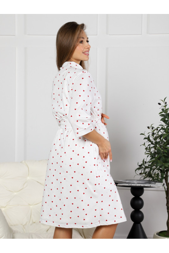 8.168 Комплект для беременных (халат, сорочка) белый, сердечки 