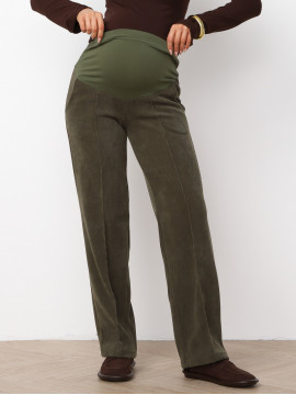 Брюки для беременных 8.169 хаки из вельвета
