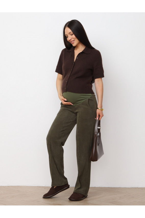 Брюки для беременных 8.169 хаки из вельвета