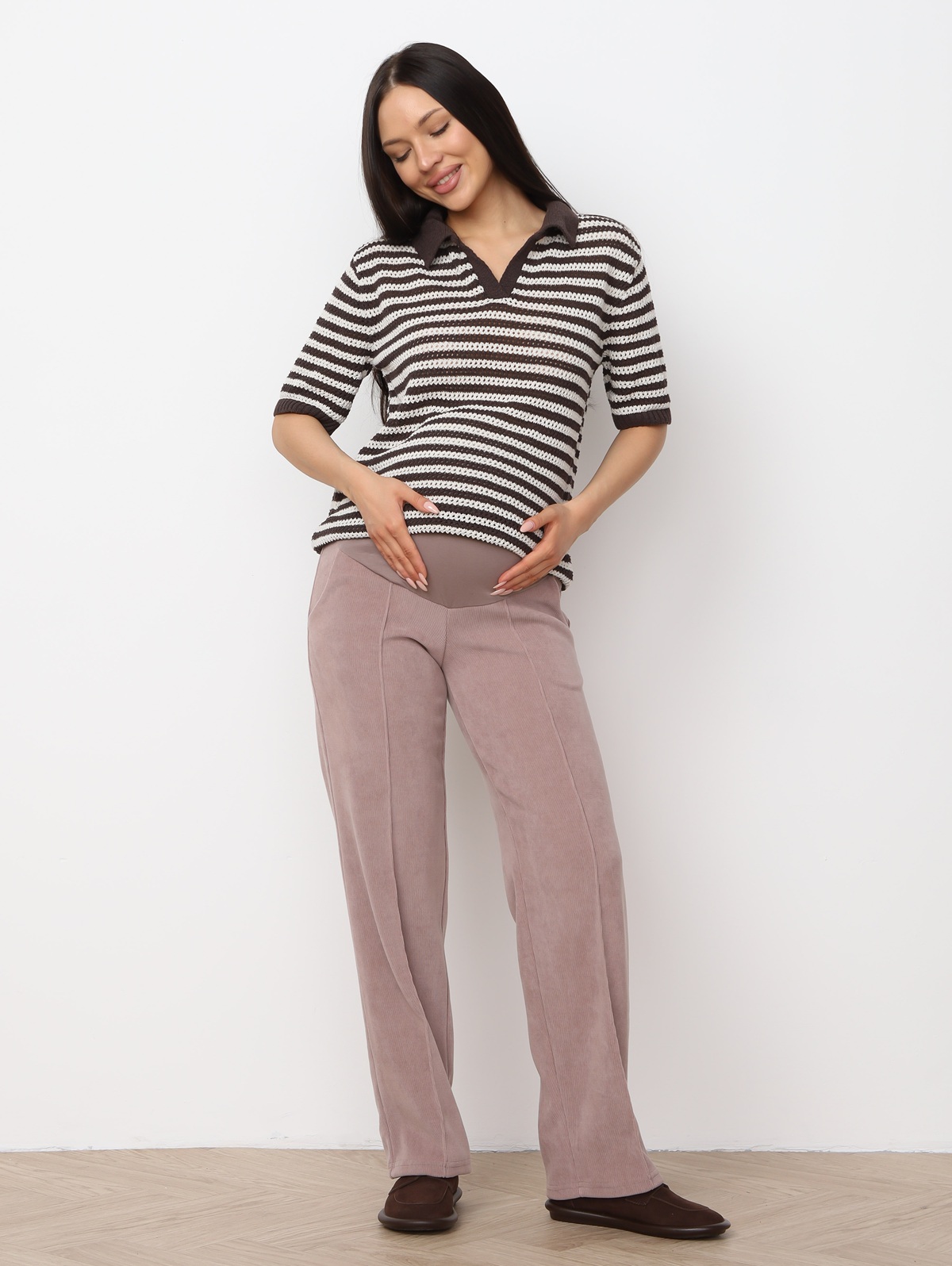 Брюки для беременных 8.169 бежевый из вельвета