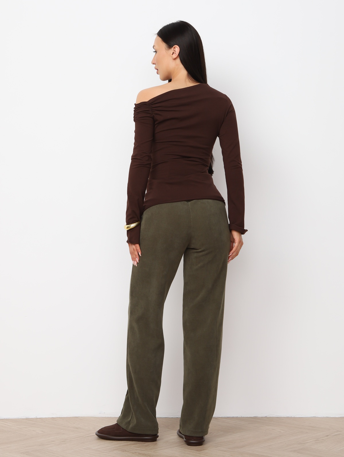 Брюки для беременных 8.169 хаки из вельвета