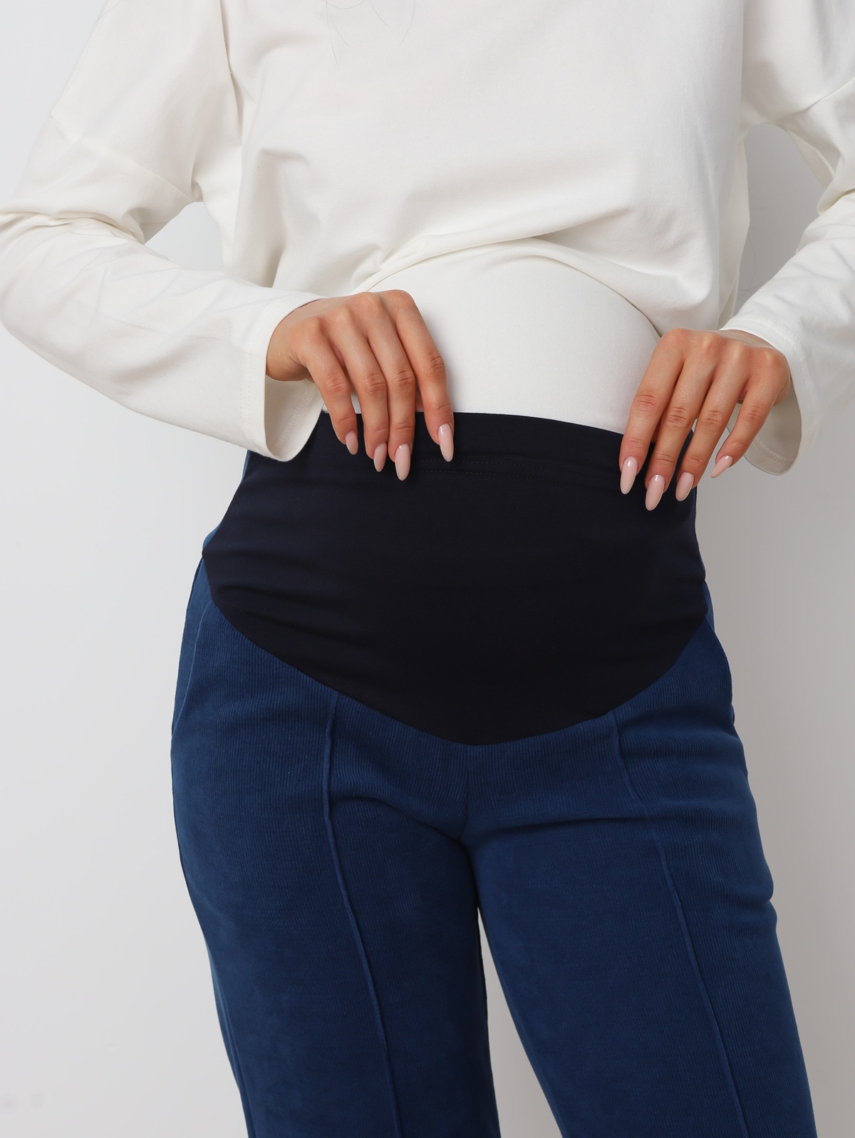Брюки для беременных 8.169 индиго из вельвета